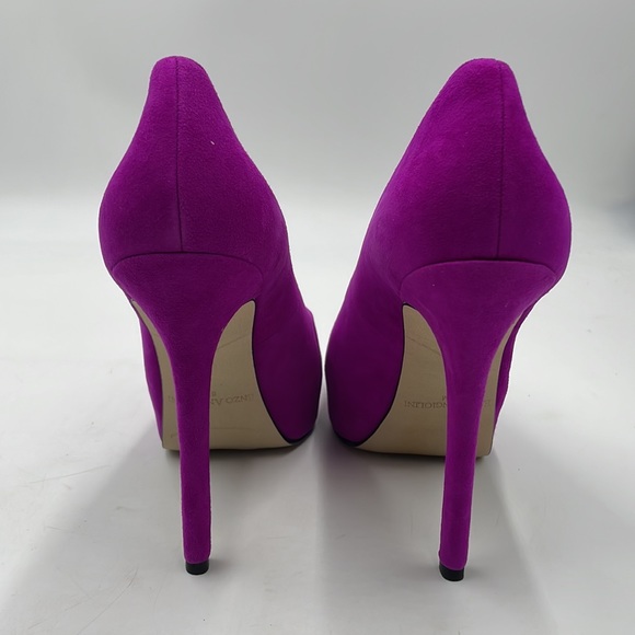 ENZO ANGIOLINI Dark Pink Fuchsia Peep Toe Platform Suede Heels - Picture 5 of 7